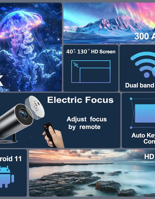 Load image into Gallery viewer, DITONG HY300 Plus HD Projector portatil 4K 1280x720P Android  LED Video Home Theater Cinema Phone mini Proyector Movie HY300 pro
