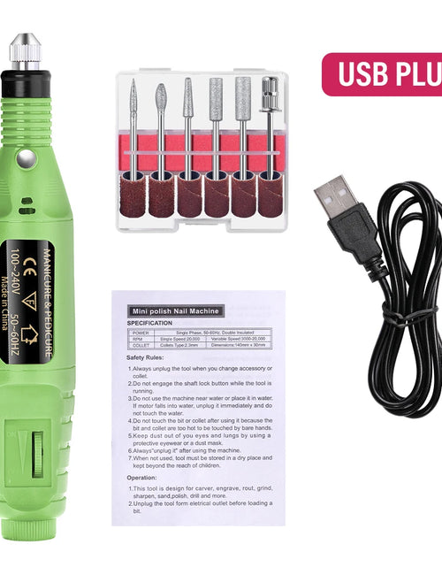 Load image into Gallery viewer, LULAA Electric Nail Drill Machine Set Pedicure Grinding Equipment Mill For Manicure  Professional Strong Nail Polishing Tool
