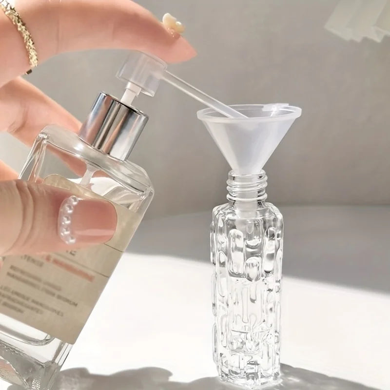 1/3/6pcs+4 accessories 10ml travel mini perfume atomizer container with 3 spray bottles, 2 funnels, 2 dispenser diviners