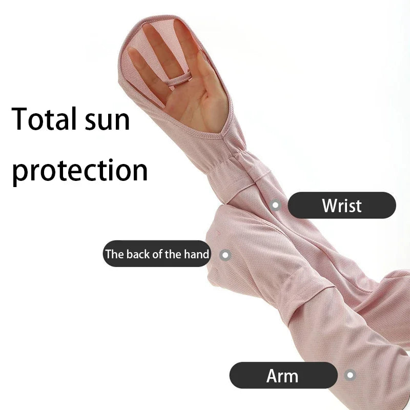 1 Pairs Anti-sunburn Sleeve Summer Uv Solar Arm Sleeves Women's Driving Sun Protection Long Sleeve Adjustable Cuffs