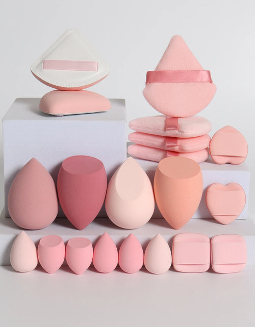 Load image into Gallery viewer, 20 Pcs Pink Makeup Sponge and Makeup Puff Set Suitable for Face Cream and Powder Concealer Powder Makeup Machine
