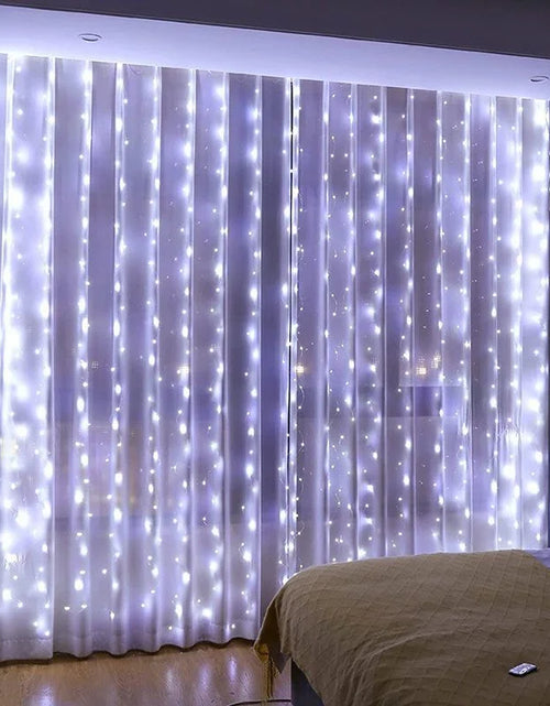 Load image into Gallery viewer, 3/6M USB LED Curtain 8Modes Remote Control String Lights Holiday Wedding Fairy Garland Lights For Bedroom Living Room Decor
