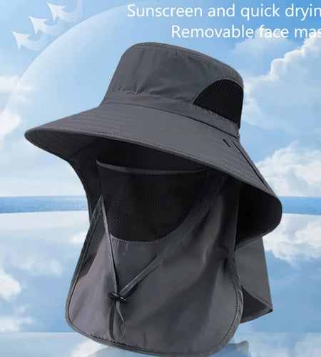 Summer Sun Hats UV Protection Outdoor Hunting Fishing Cap For Men Women Hiking Camping Visor Bucket Hat Neck Flap Fisherman Hat