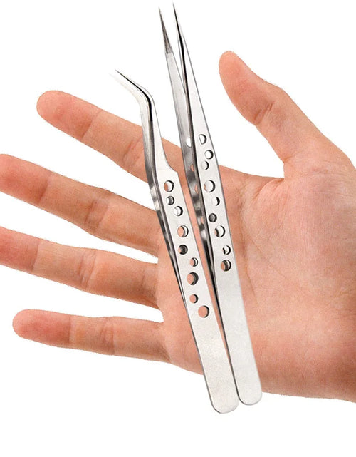 Load image into Gallery viewer, Electronics Industrial Tweezers Precision  Anti-static Curved Straight Tip Stainless Forceps Phone Repair Hand Tool
