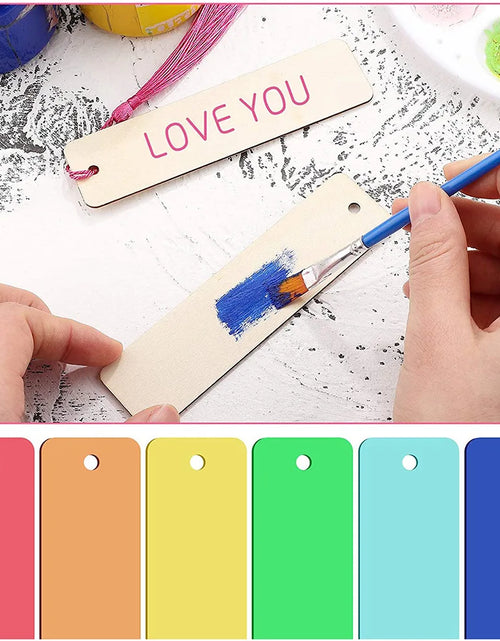 Load image into Gallery viewer, 10/20/60Pcs Wood Bookmark Bulk Blank Hanging Label Wooden Bookmarks Sign Unfinished Label Ornaments With Tassel Ropes DIY Crafts
