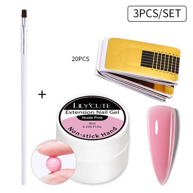 LILYCUTE 6 IN 1 Extension Gel Nail Polish Acrylic Construct Hard Gel Soak Off Self Leveling Reinforcement Gel For Nail HEMA FREE
