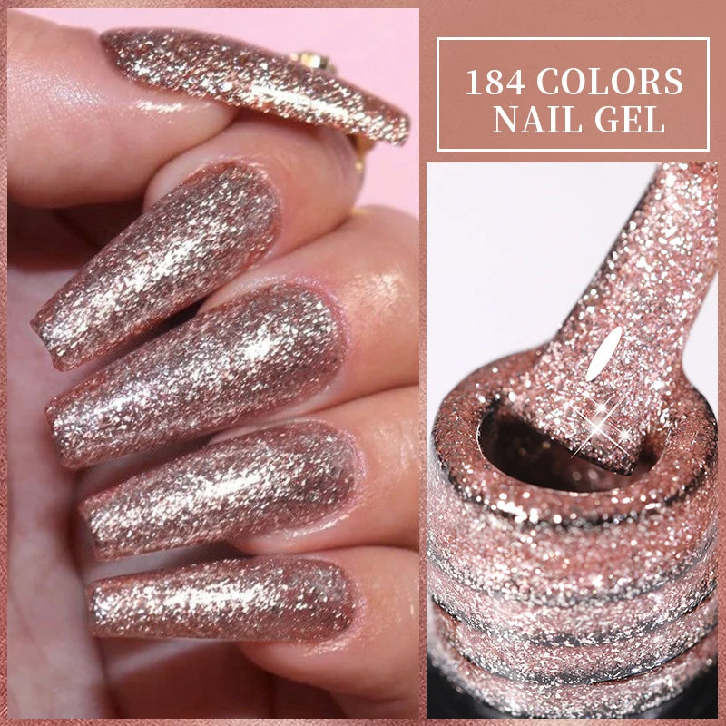 LILYCUTE 7ML Glitter Gel Nail Polish Sparkling Semi Permanent UV Gel Colorful Shinning Gel Varnish Nail Art Soak Off UV LED Gel