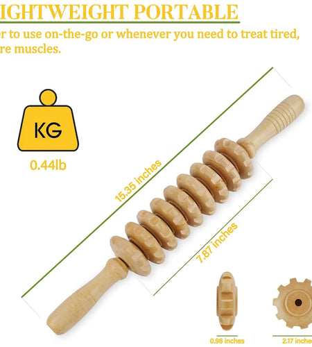 1 PCS Wood Massage Roller Trigger Points Home Gym Manual Wooden Fascia Massage Roller for Release Cellulite Sore Muscle Blasting