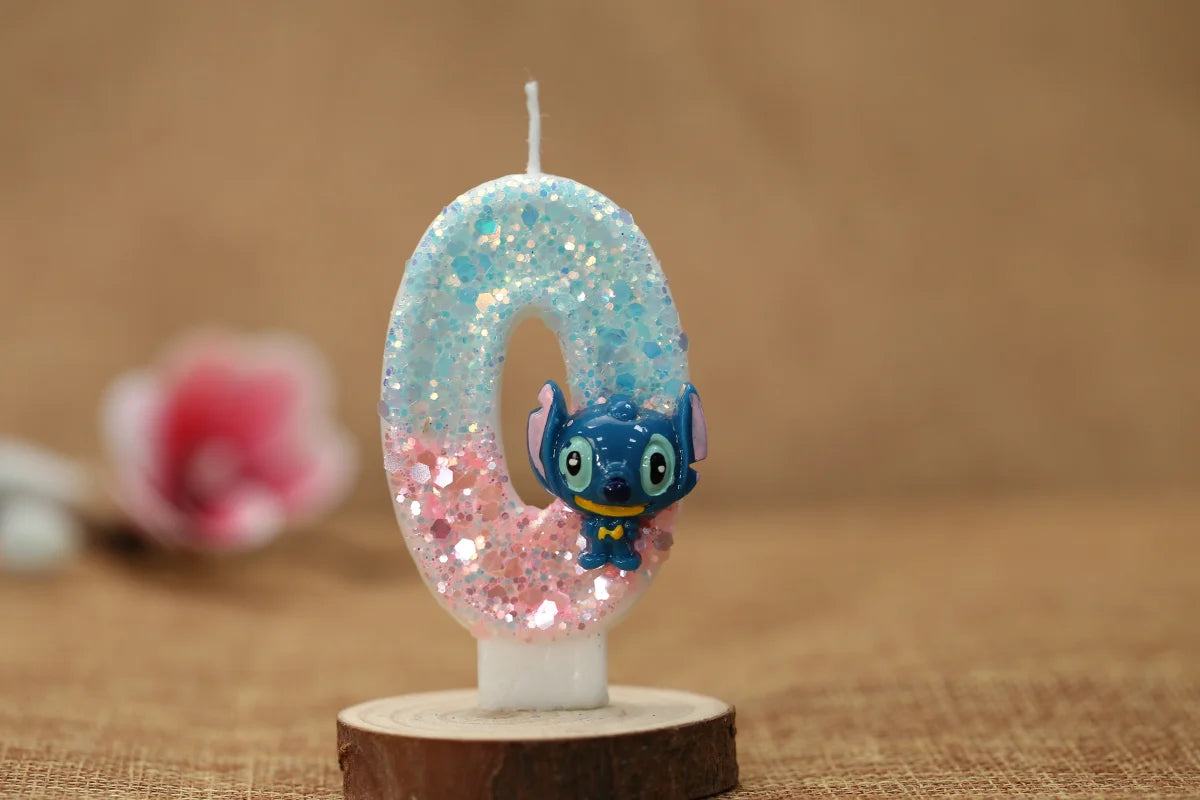 Disney Anime Lilo & Stitch 0-9 Number Candle Cute 3D Stitch Cartoon Character Party Cake Plug-in Birthday Cake Decoration Gift
