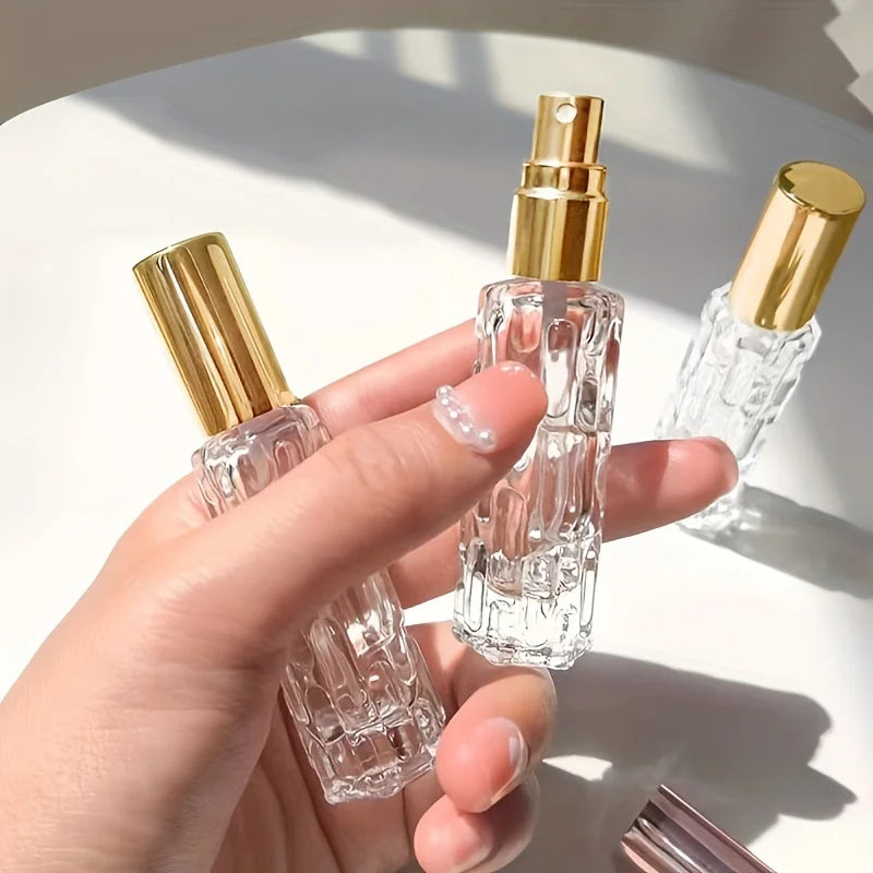 1/3/6pcs+4 accessories 10ml travel mini perfume atomizer container with 3 spray bottles, 2 funnels, 2 dispenser diviners
