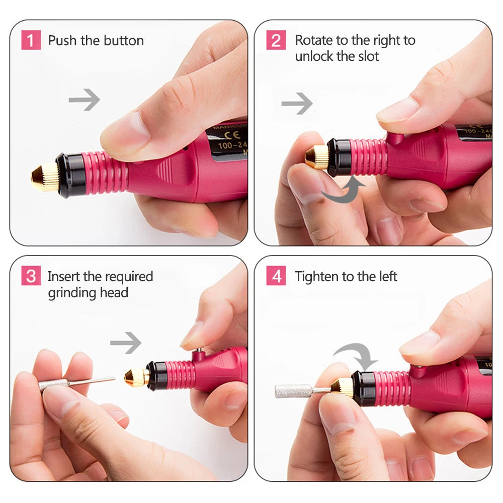 LULAA Electric Nail Drill Machine Set Pedicure Grinding Equipment Mill For Manicure  Professional Strong Nail Polishing Tool