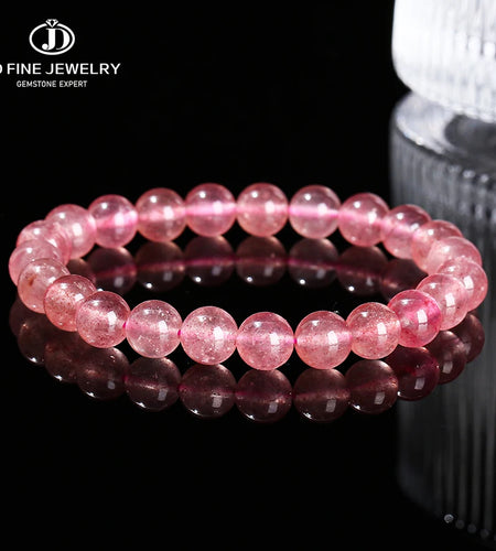 JD 5A Natural Brazil Strawberry Crystal Quartz Bead Bracelet Women Charm Purify the Soul Jewelry Reiki Healing Pulsera Yoga Gift