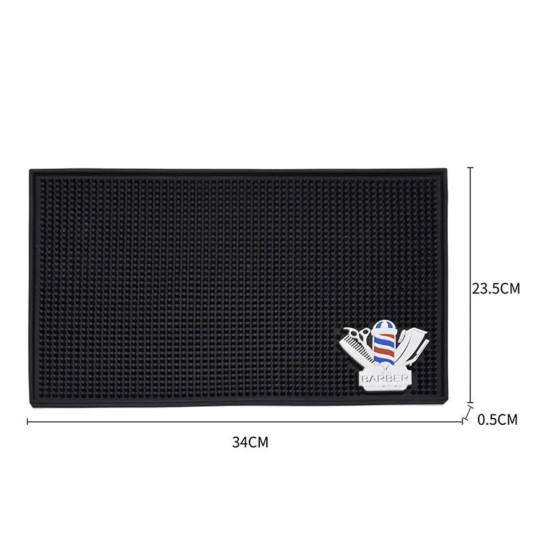 Non-Slip Barber Station Mat Cushion Pad Hairdresser Tool Organizer for Clippers Scissors Comb Trimmers Brushes - Salon Essential