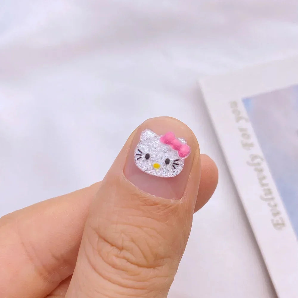 50pcs Resin Glitter Mini cute Ccartoon cat head  Art Nail Flatback Rhinestone Appliques DIY Scrapbook Decor Accessories