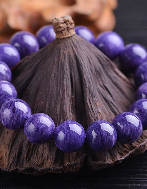 Load image into Gallery viewer, Natural Charoite Beads Bracelet Amethyst Stone Crystal Women Fashion Jewelry Single Circle Elastic Rope Charoite Bracelet Gifts
