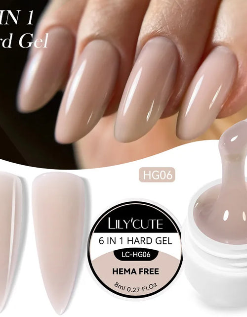 Load image into Gallery viewer, LILYCUTE 6 IN 1 Extension Gel Nail Polish Acrylic Construct Hard Gel Soak Off Self Leveling Reinforcement Gel For Nail HEMA FREE
