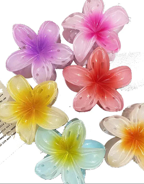 Load image into Gallery viewer, Six colors Gradient Flower Hair Styling Accessories Set Beach Style Hairpins Flower Claw Clips Hawaiian Style
