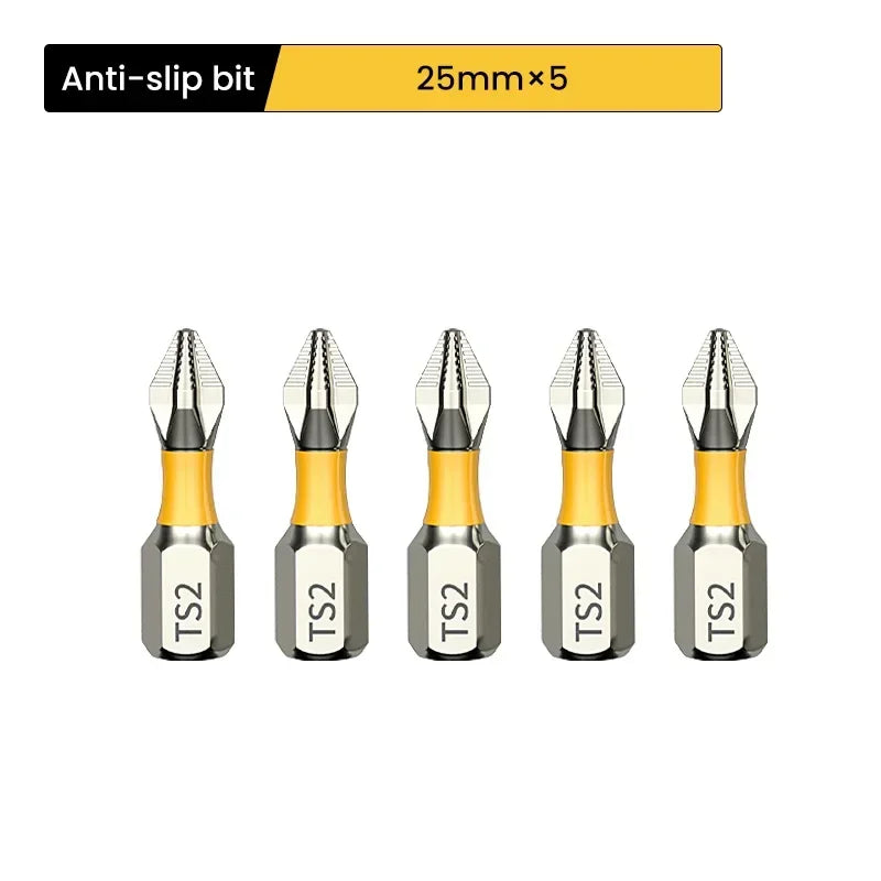 5PCS Upgraded High Hardness And Strong Magnetic Bit 25/50/65/70/90/150mm Non-slip Cross High Hardness Electric Hand Drill Screw
