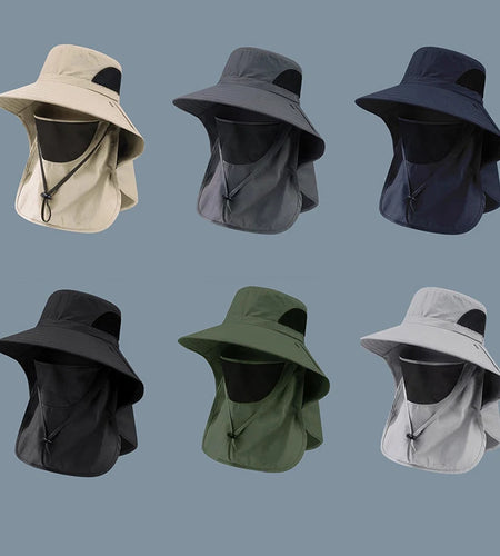 Summer Sun Hats UV Protection Outdoor Hunting Fishing Cap For Men Women Hiking Camping Visor Bucket Hat Neck Flap Fisherman Hat