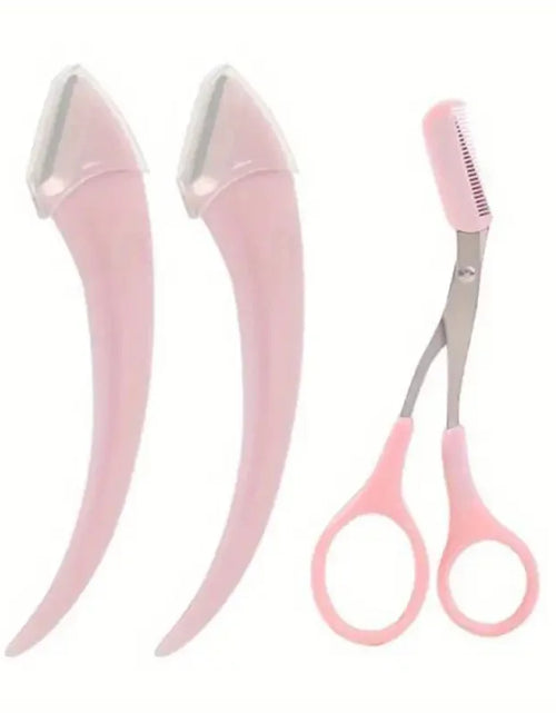 Load image into Gallery viewer, Eyebrow Trimmer Set, Curved Eyebrow Razor, Eyebrow Scissors With Comb, Convenient Easy Beauty Tools For Beginners
