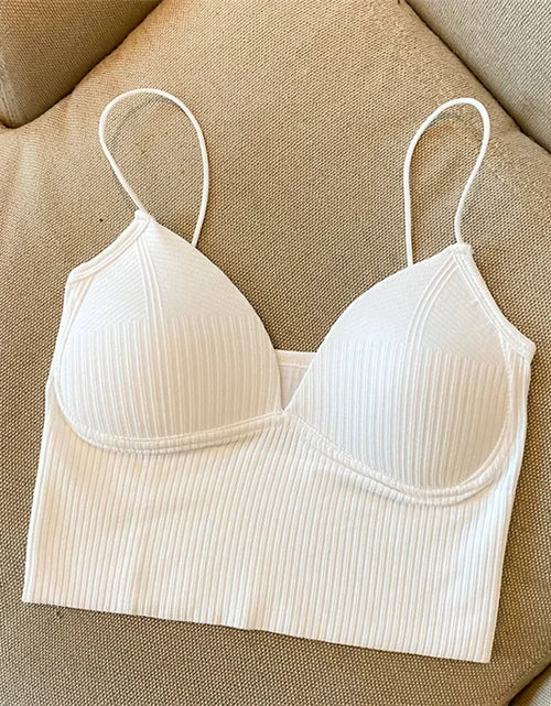 Load image into Gallery viewer, Women Crop Tops Sexy Solid Color Camisole Ice Silk Tube Top Seamless Sports Tank Top Wireless Underwear Padded Bra Bralette Vest
