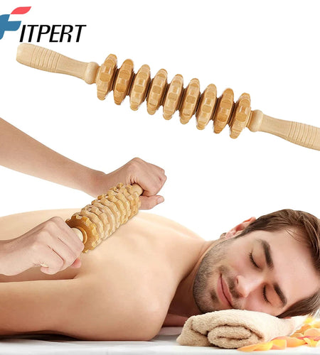 1 PCS Wood Massage Roller Trigger Points Home Gym Manual Wooden Fascia Massage Roller for Release Cellulite Sore Muscle Blasting
