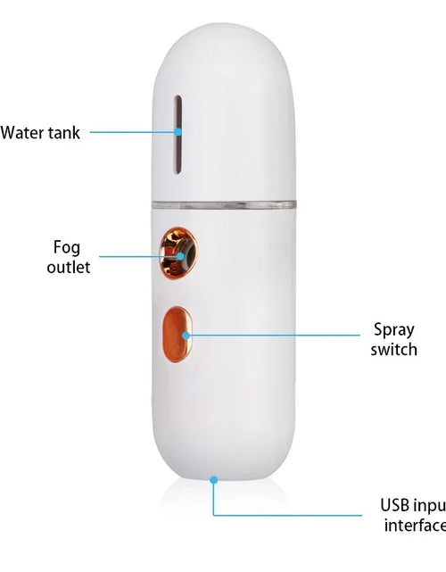 Load image into Gallery viewer, 1PC Mini Portable Humidifier Nano Mister Facial Steamer Device Beauty Spray Hydrating Apparatus Cold Spray ApparatusRechargeable
